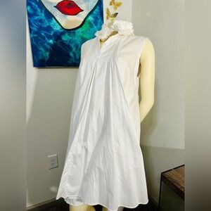 NWT! White Sleeveless Bubble Dress w/ Ruffle Collar!